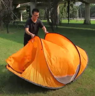 Folding the tent step by step